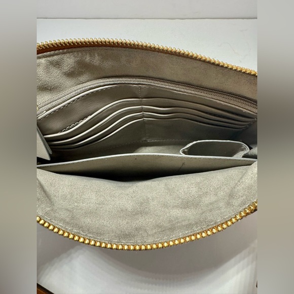 Vince Camuto Tania Leather Crossbody and Wristlet in Caramel Crisp Brown - Picture 4 of 10